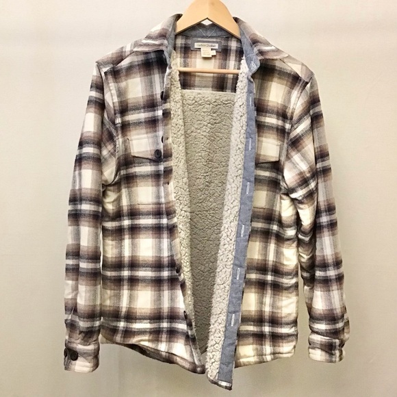 Carbon 2 Cobalt Sherpa Lined Shacket Flannel Men’s Size Small Cream Brown Black - Picture 5 of 10